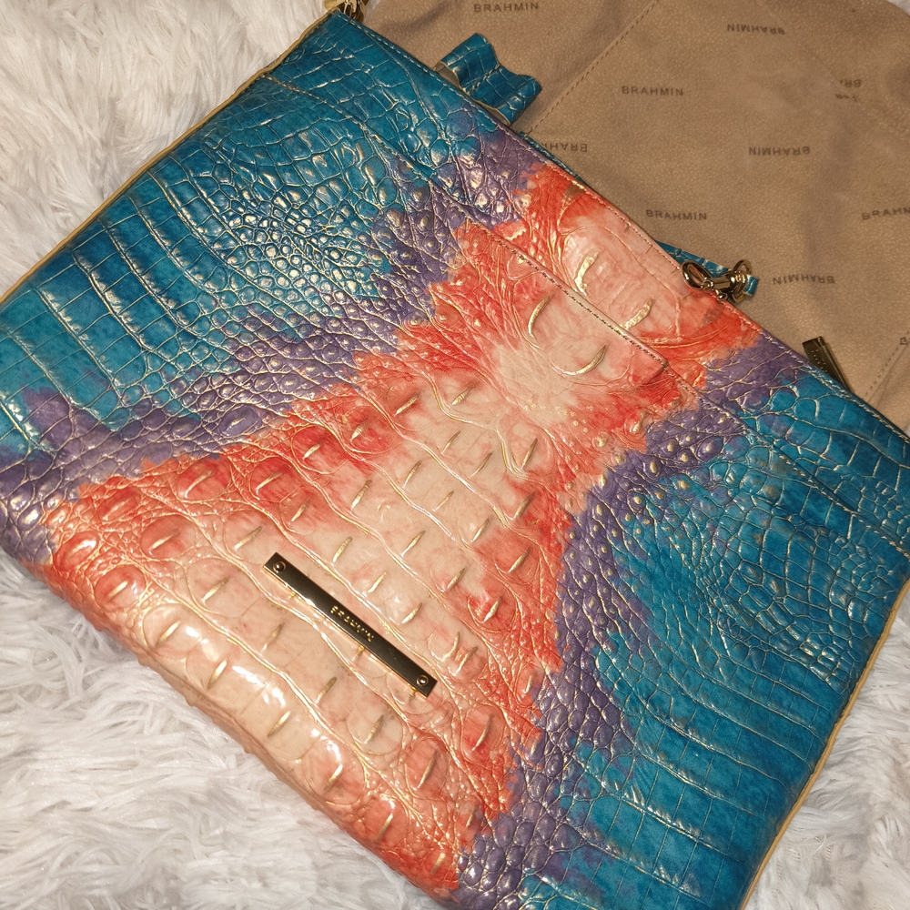 Brahmin Multicolor Crocodile Embossed Women's Bag Remy Crossbody Sundew